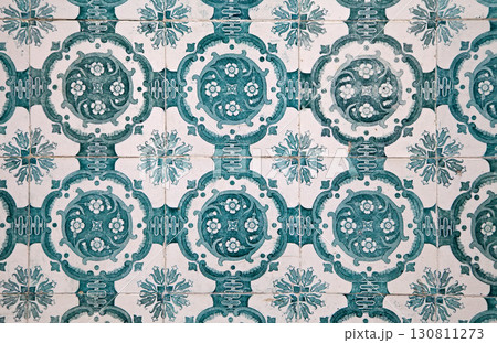 Decorative tiles in Alcobaca Portugal showcase traditional craftsmanship 130811273