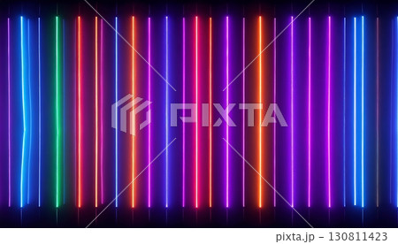 ネオン縦ストライプ 未来的な抽象背景 130811423