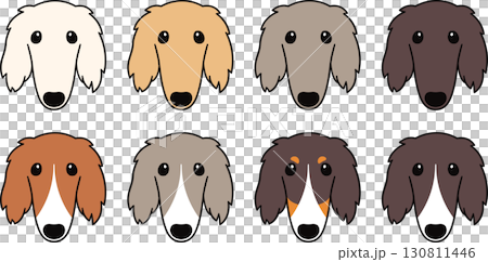 Cute cartoon Borzoi dog face color markings 130811446