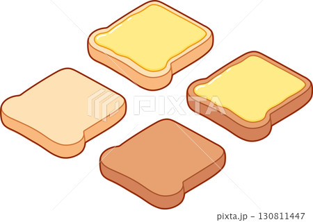 White and wholegrain bread toast with butter White and wholegrain bread toast with butter 130811447