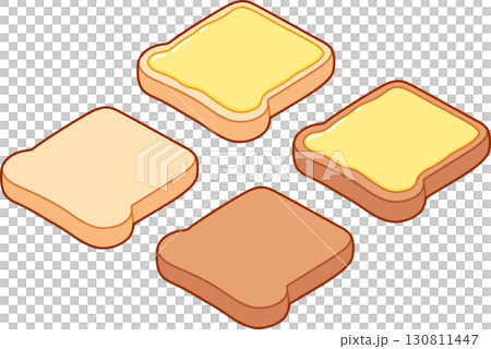 White and wholegrain bread toast with butter White and wholegrain bread toast with butter 130811447