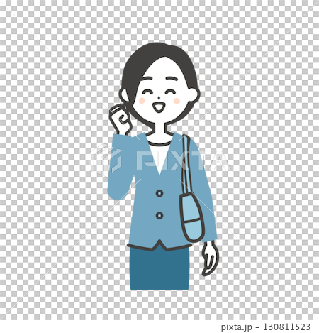 圖解：一位身穿夾克的女士腋下夾著一個袋子，正揮拳 130811523