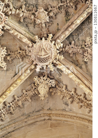 Elaborate ceiling details at Batalha Monastery in Portugal Elaborate ceiling details at Batalha Monastery in Portugal 130811667