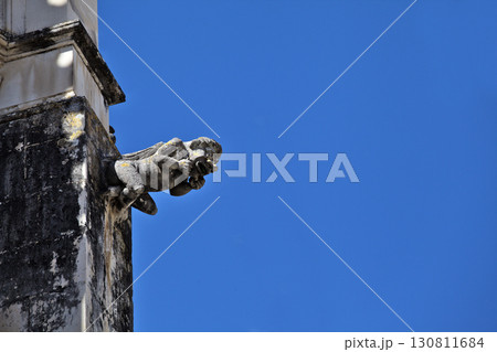 Gargoyle on Batalha monastery facade in Portugal on a clear day 130811684