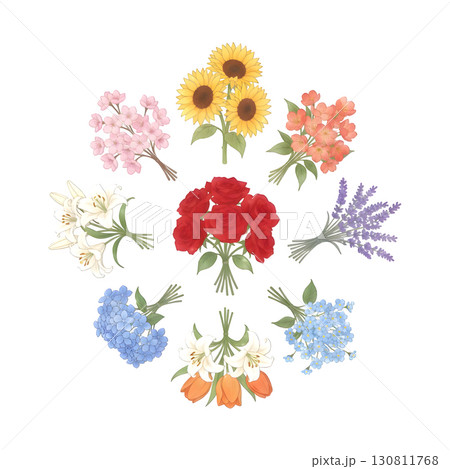 Set of Flowers illustration design 130811768