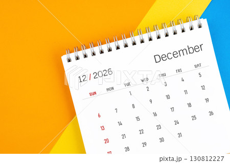 December 2026 month desk calendar on colorful. 130812227