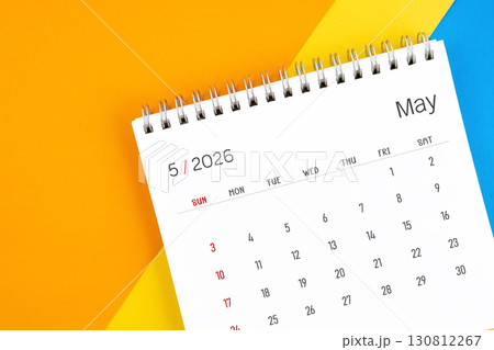 May 2026 month desk calendar on colorful. 130812267