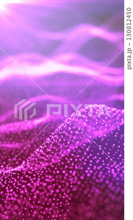 Soft glowing pink particles forming a wavy terrain with light flares and smooth gradients 130812450