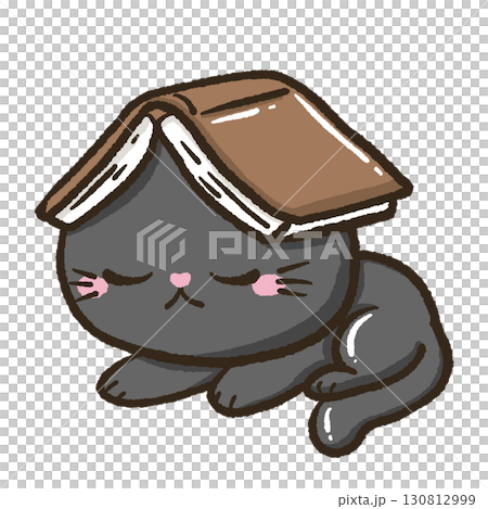 Kawaii black cat illustration sleeping with an opened book on its head for kids storybooks educational materials school projects home decor crafts scrapbooking and creative stationery design Kawaii black cat illustration sleeping with an opened book on its head for kids storybooks educational materials school projects home decor crafts scrapbooking and creative stationery design 130812999