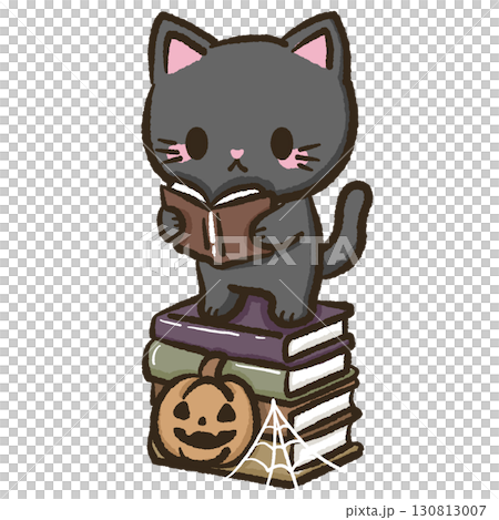 Kawaii black cat reading standing on stack of vintage books cute illustration for kids storybooks educational materials school projects home decor crafts scrapbooking and creative stationery design Kawaii black cat reading standing on stack of vintage books cute illustration for kids storybooks educational materials school projects home decor crafts scrapbooking and creative stationery design 130813007
