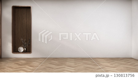 mock up Empty room Shelf wall zen style and decoraion wooden design, earth tone.3D rendering mock up Empty room Shelf wall zen style and decoraion wooden design, earth tone.3D rendering 130813756