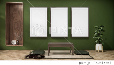 Chabudai japan traditional low table and decoration on minimal Japandi room japan style.3D rendering Chabudai japan traditional low table and decoration on minimal Japandi room japan style.3D rendering 130813761