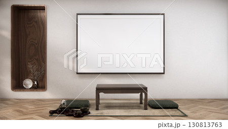 Chabudai japan traditional low table and decoration on minimal Japandi room japan style.3D rendering Chabudai japan traditional low table and decoration on minimal Japandi room japan style.3D rendering 130813763