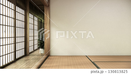 Tatami mat floor, room japanese traditional style. 3D rendering 130813825