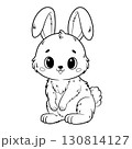 Doodle Vector Illustration of a Rabbit in Cartoon Style 130814127