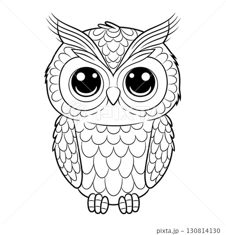 Doodle Vector Illustration of Owl in Cartoon Style 130814130