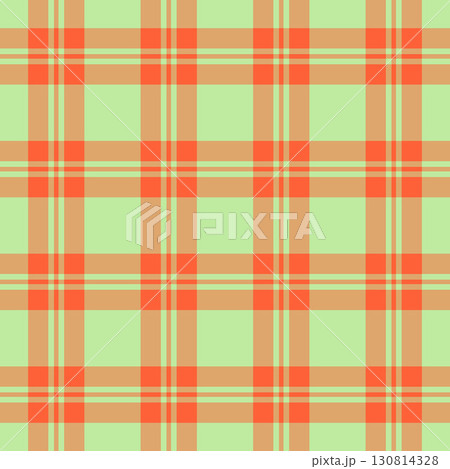 Cross seamless vector tartan, yuletide fabric plaid background. Diwali textile texture check pattern in orange and green colors. 130814328