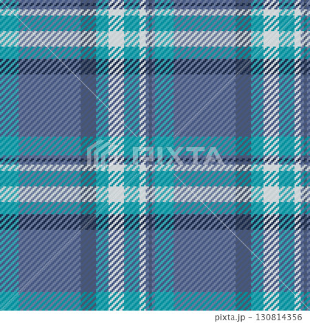 Product plaid vector pattern, ethnicity seamless fabric check. Rich tartan background textile texture in blue and cyan colors. Product plaid vector pattern, ethnicity seamless fabric check. Rich tartan background textile texture in blue and cyan colors. 130814356