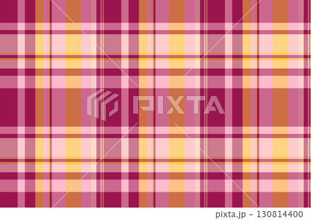 Motif vector pattern texture, picture fabric textile plaid. Front tartan check background seamless in pink and orange colors. Motif vector pattern texture, picture fabric textile plaid. Front tartan check background seamless in pink and orange colors. 130814400