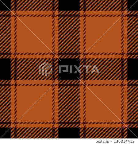 Rich texture check textile, duvet background vector plaid. Mustard seamless pattern tartan fabric in orange and black colors. Rich texture check textile, duvet background vector plaid. Mustard seamless pattern tartan fabric in orange and black colors. 130814412