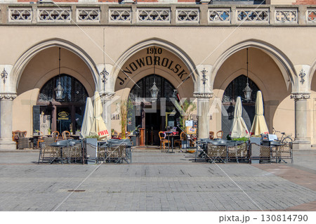 Poland, Krakow, The Cloth Hall on the Main Market Square., restaurant 130814790