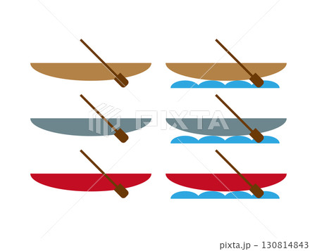 カヌー、カヤック、ボートのアイコンのイラストのセット 130814843