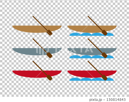 Set of canoe, kayak and boat icon illustrations 130814843
