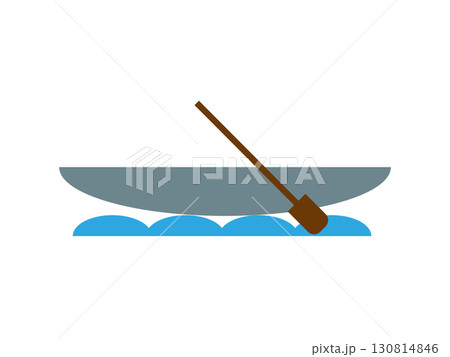 波の上を走るカヌー、カヤック、ボートのアイコンのイラスト 波の上を走るカヌー、カヤック、ボートのアイコンのイラスト 130814846