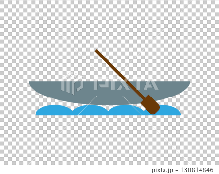 Illustration of canoe, kayak and boat icons running on waves 130814846