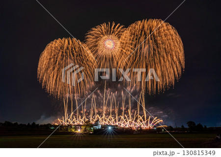 《千葉県》利根川花火大会と関宿城・千葉県野田市側から撮影 130815349