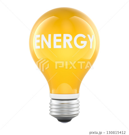 Energy concept with yellow light bulb. 3D rendering Energy concept with yellow light bulb. 3D rendering 130815412