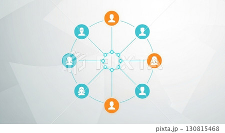 ソーシャルネットワークを象徴するフラットな人のつながりイラスト 130815468