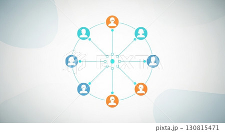 ソーシャルネットワークを象徴するフラットな人のつながりイラスト ソーシャルネットワークを象徴するフラットな人のつながりイラスト 130815471