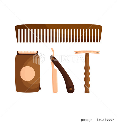 Rustic Shaving Set Still Life. A Composition of Brown Tones and Smooth Textures. Rustic Shaving Set Still Life. A Composition of Brown Tones and Smooth Textures. 130815557