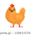 Cartoon Fowl Illustration with Orange and Red Tones, Soft Shadows and Glossy Texture. 130815576