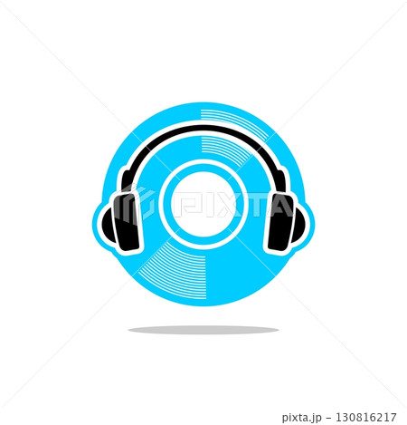Disc and Headphone Logo Template Illustration Design. Vector EPS 10. 130816217