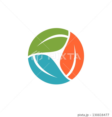 Circle Green Leaves Logo Template Illustration Design. Vector EPS 10. 130816477
