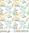 Olives and olive oil seamless pattern background wallpaper showcasing Italian cuisine nature and nutrition in vibrant watercolor style 130816634