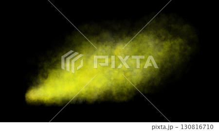 Thick yellow exhaust smoke cloud trail isolated from aircraft or vehicle with combustion engine 130816710