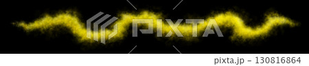 Chaotic yellow smoke in zigzag or wave motion with transparent background, glowing fog trail for overlays, sci fi or magic effects Chaotic yellow smoke in zigzag or wave motion with transparent background, glowing fog trail for overlays, sci fi or magic effects 130816864