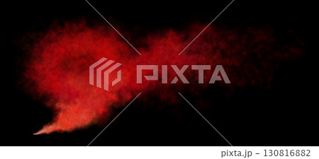 Red smoke cloud on transparent background template mockup for dramatic effects or abstract visual compositions 130816882