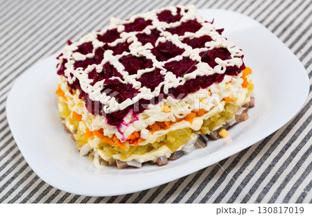 Russian dressed herring salad 130817019