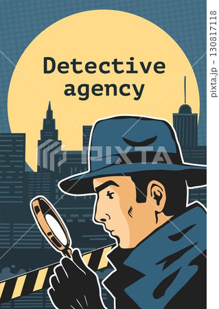 Detective with magnifying glass noir poster Detective with magnifying glass noir poster 130817118