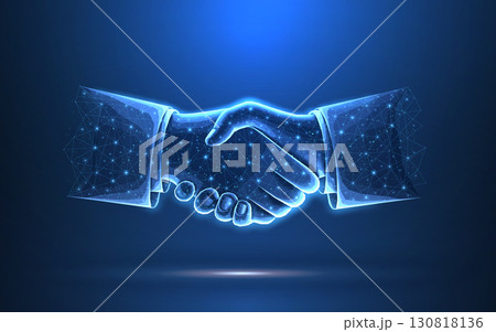 Abstract handshake on blue vector illustration or background Abstract handshake on blue vector illustration or background 130818136