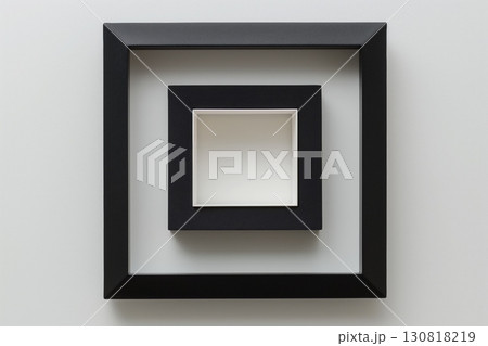 Two nested black frames blank white centers plain white background 130818219