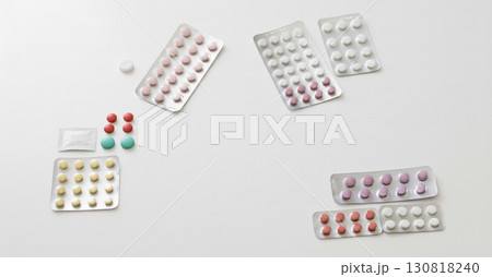 AI-Generated Medical Supplies Flat Lay on White Background 130818240