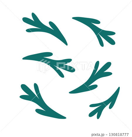 Fir twigs set. Vector illustration for holiday cards, winter designs and seasonal branding. Winter holiday evergreen decoration, spruce or pine tree elements. Fir twigs set. Vector illustration for holiday cards, winter designs and seasonal branding. Winter holiday evergreen decoration, spruce or pine tree elements. 130818777