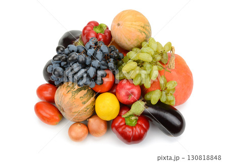 Healthy Eating: Assorted Fruits and Vegetables on White Healthy Eating: Assorted Fruits and Vegetables on White 130818848