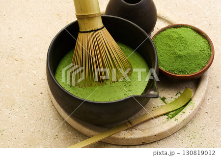 Matcha Tea Preparation. A traditional matcha tea ceremony setup 130819012