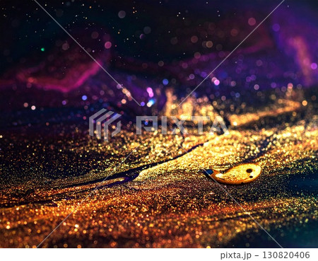 抽象的なゴールドと光のきらめきが織りなす幻想的な背景 抽象的なゴールドと光のきらめきが織りなす幻想的な背景 130820406